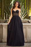 Tulle Lace Embroidered A-line Strapless Gown