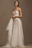 Embroidered Tulle Sweetheart A-Line Wedding Gown