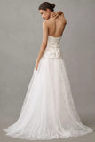 Tulle Strapless A Line Wedding Gown