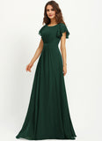 A-line Scoop Floor-Length Chiffon Bridesmaid Dress With Ruffle