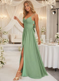 A-line Chiffon V-Neck Long Bridesmaid Dresses