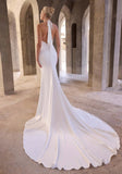 Halter Satin Sheath Wedding Dress