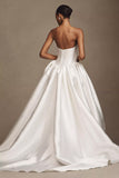 Strapless Drop-Waist Mikado Wedding Gown