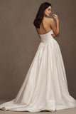 Strapless Drop-Waist Dupioni Wedding Gown