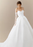 Spaghetti Straps Long Sleeves Lace Satin Wedding Dress
