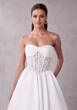 Strapless Satin Bow Neckline A-Line Wedding Gown