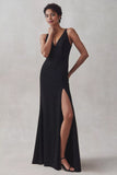 Sleeveless V-Neck Stretch Crepe Maxi Dress