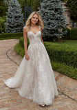 Ethereal A-line Frosted Floral Embroidered Appliqués Lace Wedding Gown
