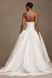 Strapless Drop-Waist Taffeta Wedding Gown