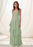 V-Neck Ruffle A-Line Chiffon Bridesmaid Dress