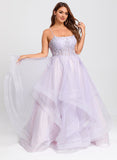 Princess Square Neck Floor-Length Tulle Prom Dress