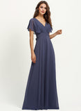 A-line V-Neck Floor-Length Chiffon Bridesmaid Dress