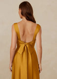 Cowl Neck Stretch Satin A-line Bridesmaid Dress