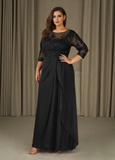 A-Line Scoop Lace Chiffon Mother of the Bride Dress