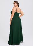 Plus Size Trumpet/Mermaid Cowl Floor-Length Chiffon Prom Dresses With Ruffle