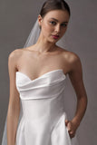 Strapless Cowl-Neck A-Line Taffeta Wedding Gown