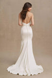 Strapless Satin Mermaid Wedding Gown with Sweep Train