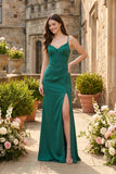Satin Bridesmaid Dress | Spaghetti Straps Sweetheart Gown for Weddings