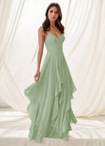 V-Neck Ruffle A-Line Chiffon Bridesmaid Dress