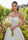 Strapless Satin Bow Neckline A-Line Wedding Gown