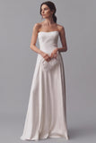 Strapless Neck-Scarf Drop-Waist Satin Wedding Gown