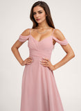 A-line Cold Shoulder Floor-Length Chiffon Bridesmaid Dress