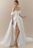 Off The Shoulder Strapless Satin Wedding Dress