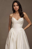 Strapless Drop-Waist Dupioni Wedding Gown