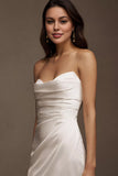 Sweetheart Satin Slit Wedding Gown