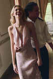 Cowl-Neck Maxi Sequin Bridesmaid Dress
