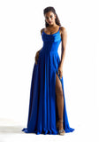 Soft Satin Cowl Neck A-Line Prom Dress