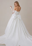 Strapless Long Sleeves Lace Satin Wedding Dress