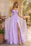 Sweetheart A-Line Prom Dress with Lace Applique & Side Slit