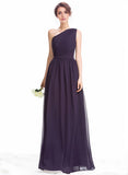 A-line One Shoulder Floor-Length Chiffon Bridesmaid Dress With Ruffle