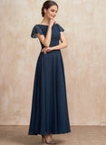 A-line Scoop Ankle-Length Lace Chiffon Mother of the Bride Dress With Sequins