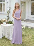 One Shoulder Chiffon Bridesmaid Dress with 3D Floral