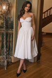 Vintage Satin Midi Strapless Prom Dress