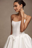 Strapless Drop-Waist Mikado Wedding Gown