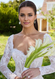 Romantic Strapless Sweetheart Neckline Lace Ball Gown with Scalloped Hem and Long Sleeves