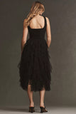 Square Neck Tulle Midi Dress