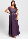 A-line Scoop Illusion Ankle-Length Lace Chiffon Mother of the Bride Dress With Sequins