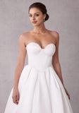 Sweetheart Corset Off-the-Shoulder Sleeves Satin Beading Wedding Gown