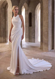 Halter Satin Sheath Wedding Dress