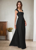 A-Line Corset Chiffon Floor-Length Dress