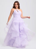 Princess Asymmetrical Neckline Asymmetrical Neckline Floor-Length Tulle Prom Dress