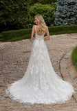 Ethereal A-line Frosted Floral Embroidered Appliqués Lace Wedding Gown