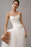 Tulle Strapless A Line Wedding Gown
