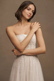 Beaded Tulle Strapless A-Line Wedding Gown