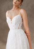 Spaghetti Straps Sweetheart Lace Tulle Wedding Dress