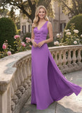 Satin V Neck Bridesmaid Dress | Elegant Wedding Party Gown